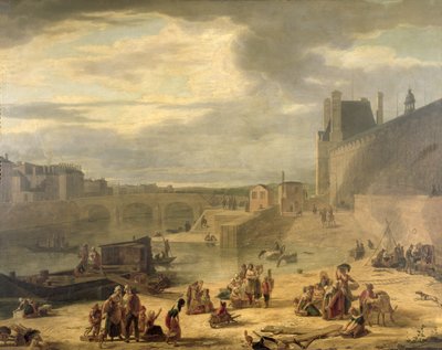 View of the Grand Gallery of the Louvre, the Tuileries and the Pont Royal, c.1795 by J.F. De Pelchin